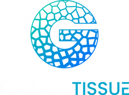 Blue circular logo with 'G' and patterned design.